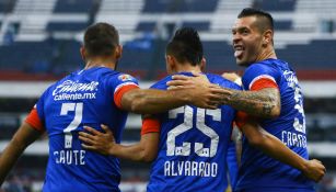 Caraglio celebra gol junto a Caute y Alvarado en duelo de Copa MX
