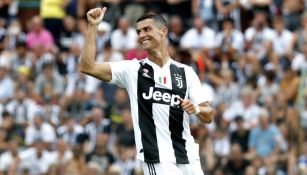 CR7 festeja su primer gol con la playera de la Juventus