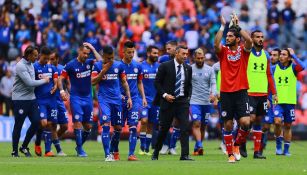 Jugadores de Cruz Azul celebran un triunfo en el Apertura 2018