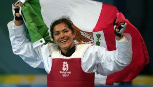 María del Rosario Espinoza tras ganar su medalla en 2008