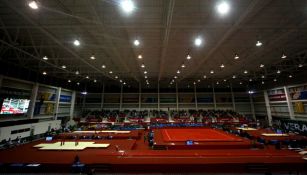 Competencia de gimnasia rítmica en la Arena Veracruz