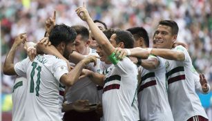 Selección Mexicana celebra anotación en la Copa del Mundo de Rusia 2018 