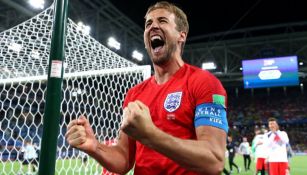Harry Kane celebra gol con Inglaterra en el Mundial