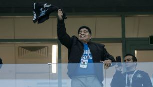 Maradona durante un partido de Argentina en el Mundial