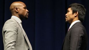 Floyd y Pacquiao cara a cara en la presentación de su pelea en 2015
