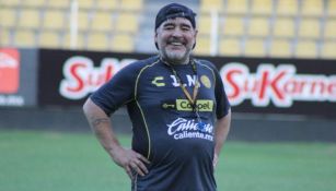 Maradona en un entrenamiento de Dorados