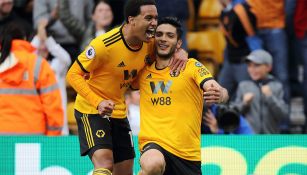 Jiménez celebra un gol con el Wolverhampton
