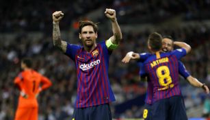 Messi celebra anotación con el Barcelona en Champions League 