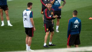 Luis Enrique en práctica de la Selección de España