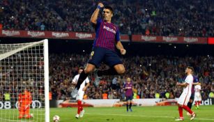 Suárez festeja gol vs Sevilla