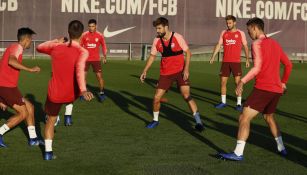 Jugadores del Barcelona en un entrenamiento