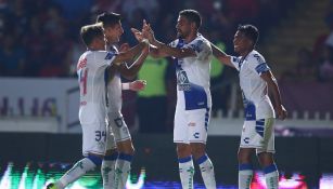 Jugadores de Pachuca celebran anotación contra Veracruz