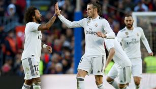 Macelo y Bale, tras una anotación del Real Madrid 