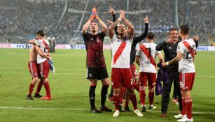 Jugadores de River Plate celebran triunfo en Copa Libertadores