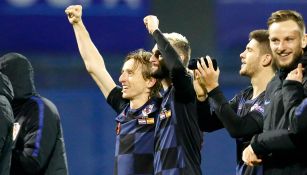 Modric festeja victoria de Croacia contra España 
