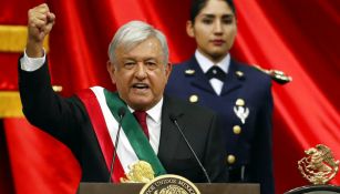 Andrés Manuel López Obrador durante su toma de protesta
