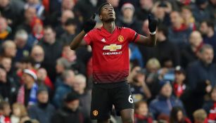 Paul Pogba festeja un gol con el Manchester United