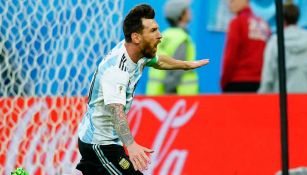 Lionel Messi festeja un gol en Rusia