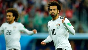 Mohamed Salah festeja gol con Egipto en Rusia 2018