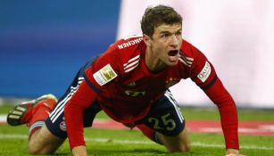 Thomas Müller lanza un grito en un juego del Bayern