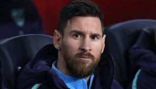 Messi en la banca del Barcelona previo al Clásico español 