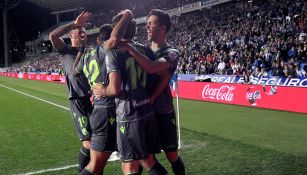 Real Sociedad festejando un gol ante el Leganés 