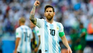 Messi celebra una anotación en Rusia 2018
