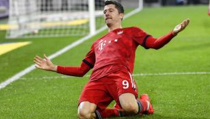 Robert Lewandowski celebra gol con el Bayern