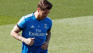 Sergio Ramos en una práctica del Real Madrid
