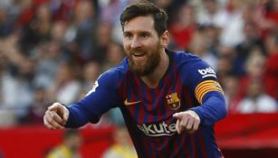 Messi celebrando un gol con el Barcelona 