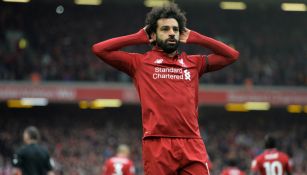 Mohamed Salah celebra anotación con el Liverpool 