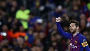 Messi festeja gol en un partido de Champions