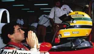 Ayrton Senna antes de una carrera