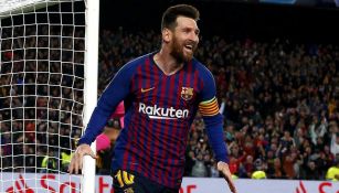 Messi festeja gol contra Liverpool en 'Semis' de Champions