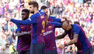 Jugadores del Barcelona celebran un gol vs Getafe