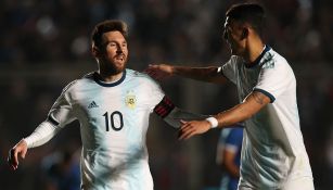 Lio Messi festeja uno de sus goles contra Nicaragua