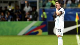 Leo Messi durante un partido contra Colombia 