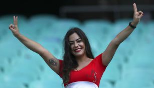 Larissa Riquelme durante un partido de Paraguay en Copa América