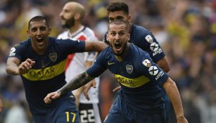 Benedetto festeja gol en Final de Copa Libertadores