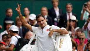 Roger Federer festeja en Wimbledon 