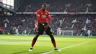 Paul Pogba festeja gol con el Manchester United