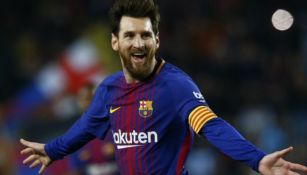 Messi, en festejo con el Barcelona