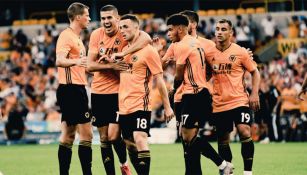 Wolverhampton celebra el gol de Diogo Jota