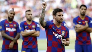 Messi, durante la presentación del nuevo uniforme del Barcelona