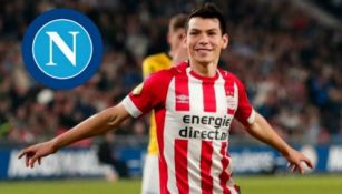 Lozano, en festejo de gol con el PSV