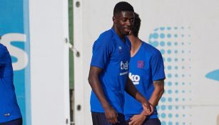 Ousmane Dembélé, en el entrenamiento del Barcelona