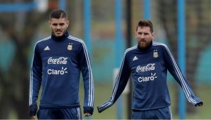 Mauro Iacrdi y Lionel Messi en la selección argentina