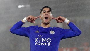 Ayoze Pérez celebrando una de sus anotaciones con Leicester City 