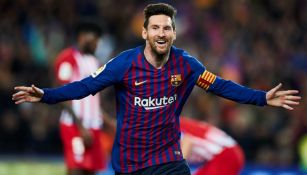 Messi festejando gol con Barcelona