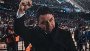 Marcelo Gallardo celebra el triunfo ante Boca Jrs 